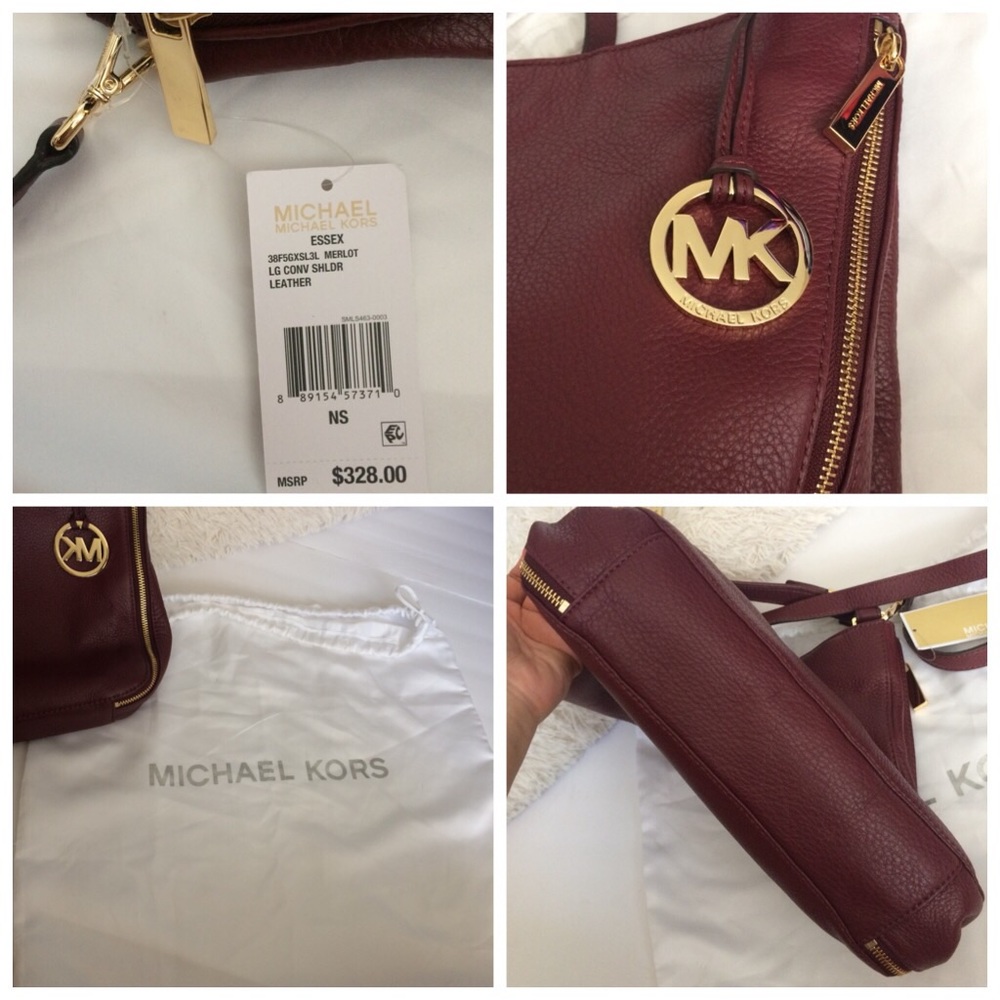 Michael Kors Essex Merlot Leather Bag - Picture 6 of 7